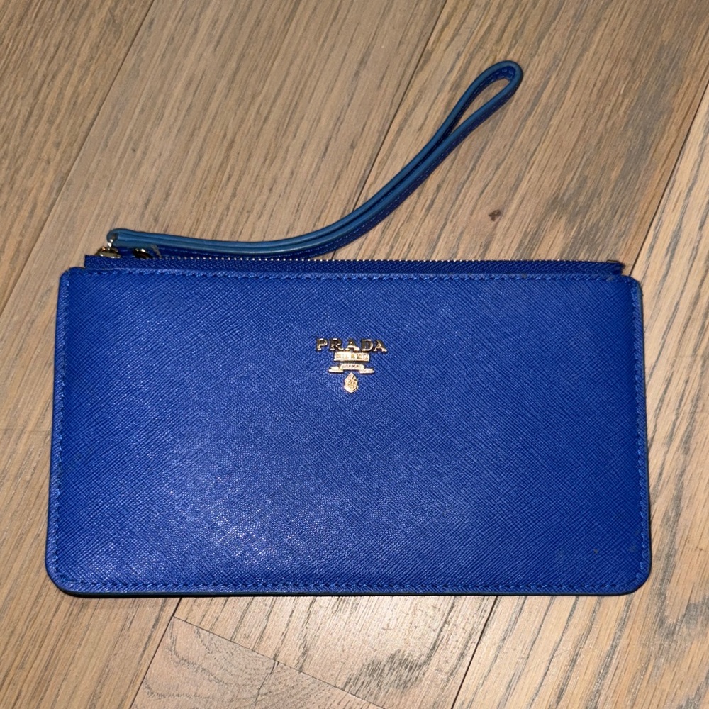 Prada Royal Blue Leather Wristlet
